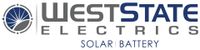 The logo for weststate electrics solar battery is shown on a white background.
