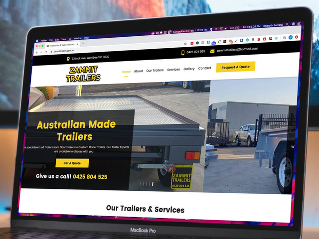 A laptop is open to a website for australian made trailers