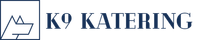 A blue and white logo for k9 catering