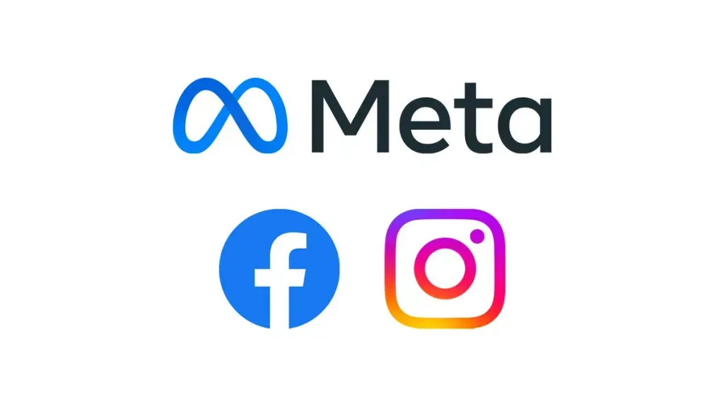 The logos for facebook and instagram are next to each other on a white background.