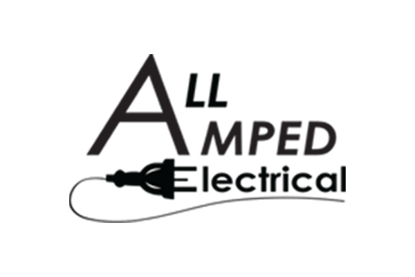 A black and white logo for all amped electrical