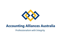 A blue and yellow logo for accounting alliances australia