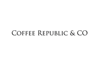 A black and white logo for coffee republic & co.
