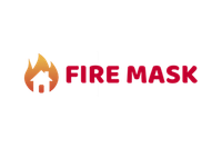 A fire mask logo with a house on it