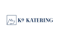 A logo for k9 catering with a mountain in a square.