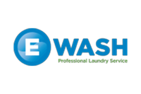 A logo for e wash professional laundry service