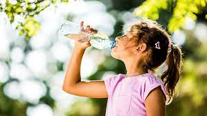 A girl drinking water