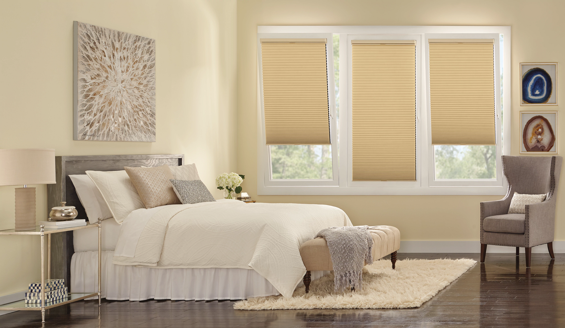 Hunter Douglas Duette® Cellular Shades in a sunlit Baltimore bedroom