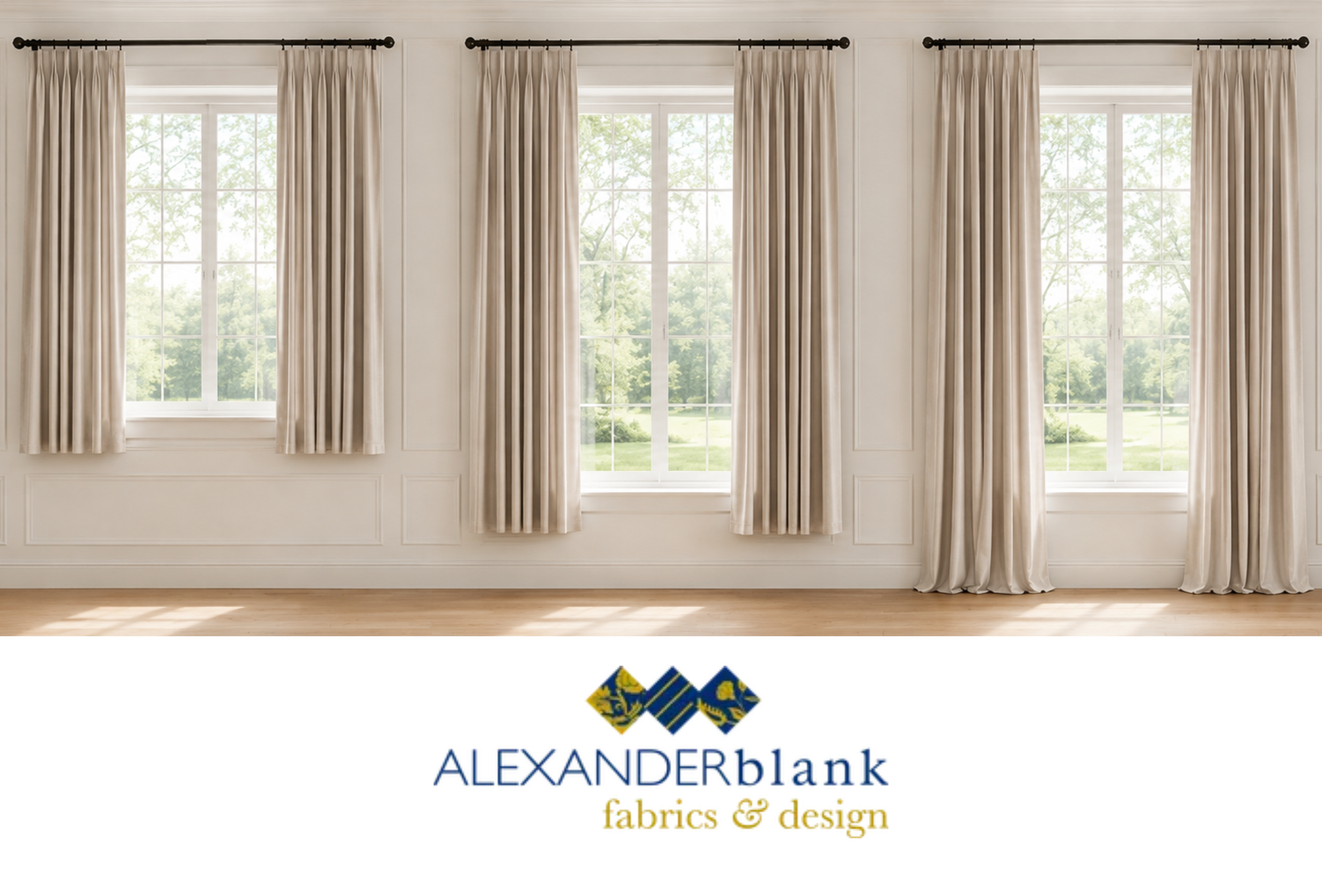 Custom drapery in varying lengths from the floor.