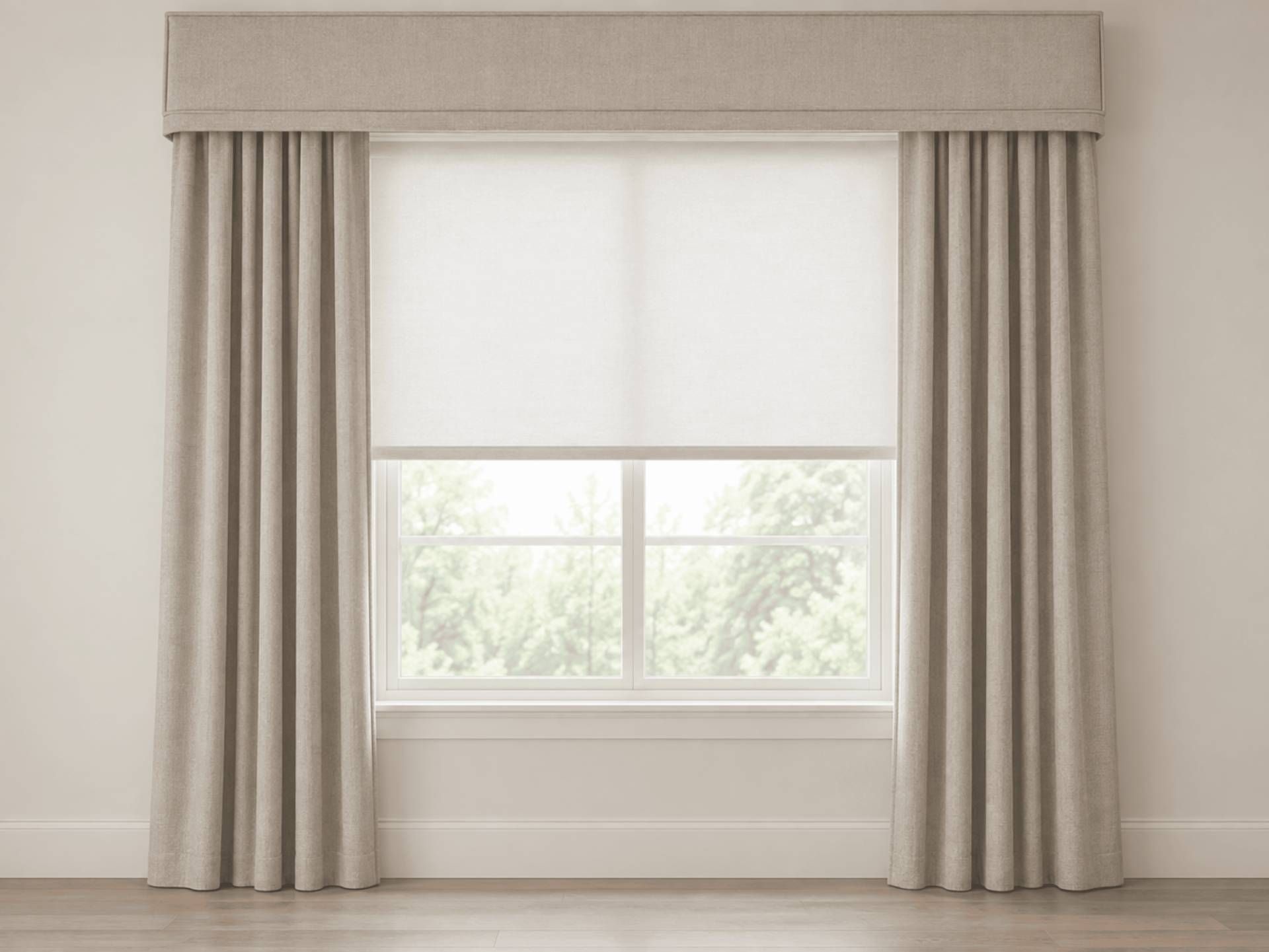 Custom drapery with a custom cornice near Lutherville, MD
