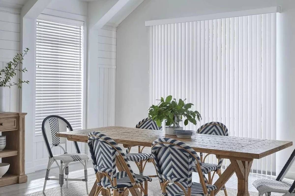 Hunter Douglas Custom Vertical Blinds on a sliding glass door in a Lutherville-Timonium home