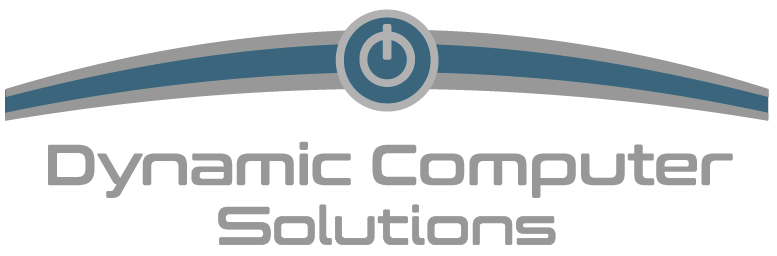 Dynamic Computer Solutions logo with blue laptop icon and teal text