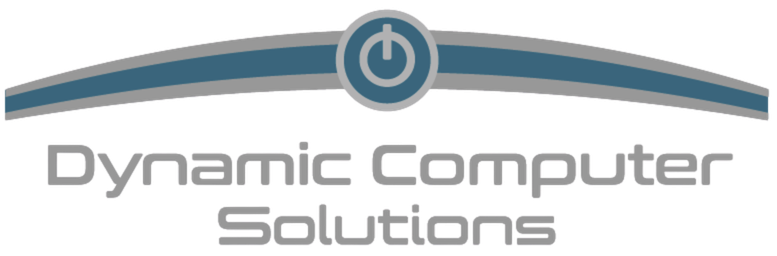 Dynamic Computer Solutions logo with blue laptop icon and teal text