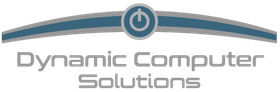 Dynamic Computer Solutions logo with blue laptop icon and teal text