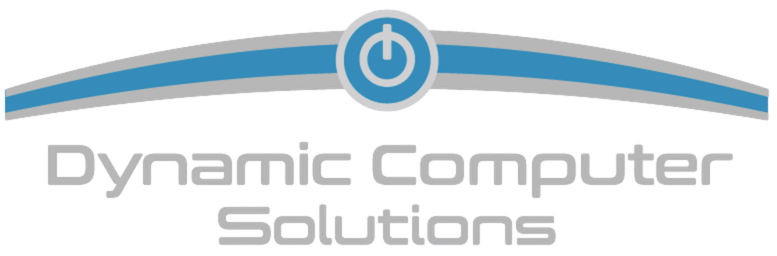 Dynamic Computer Solutions logo with blue laptop icon and teal text