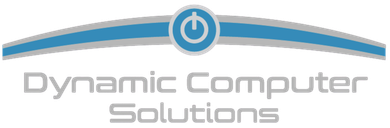 Dynamic Computer Solutions logo with blue laptop icon and teal text