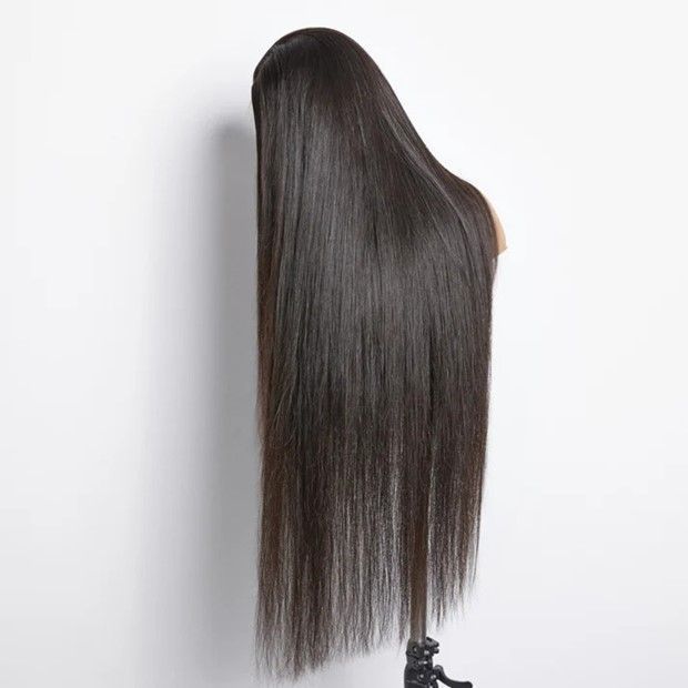 The back of a long wig is shown on a white background.