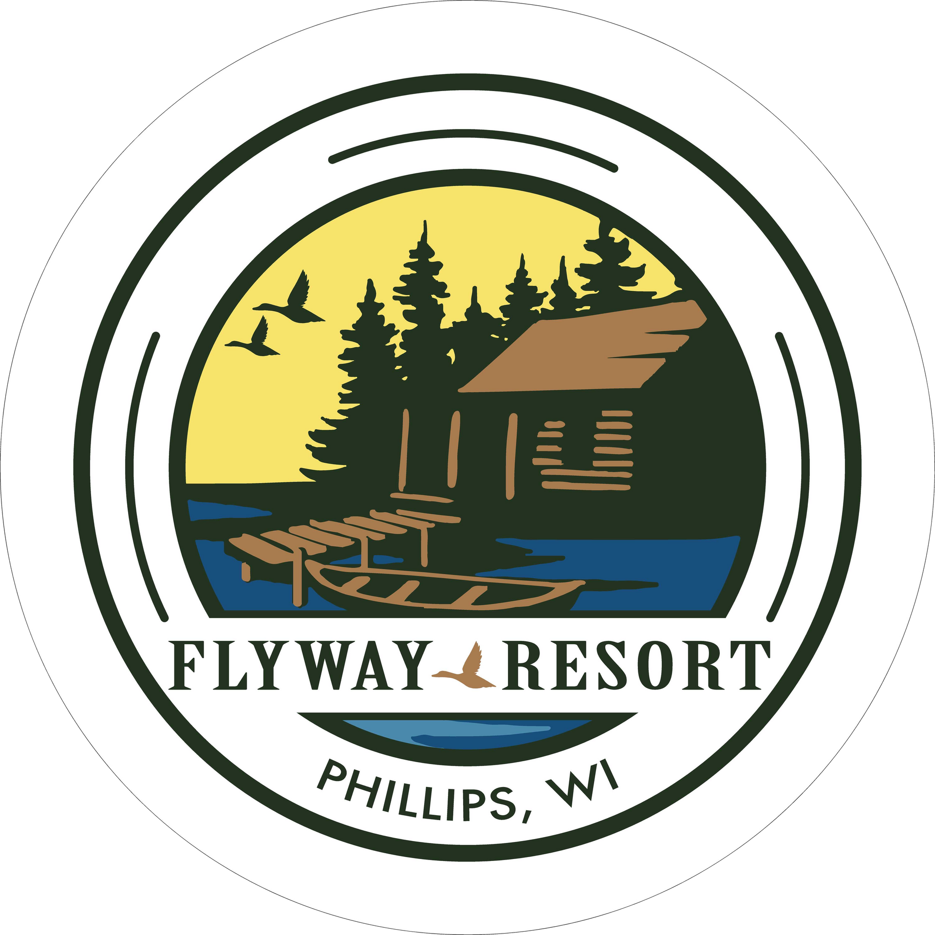 A logo for flyway resort in phillips wi