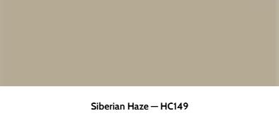A swatch of Benjamin Moore Siberian Haze (HC-149), a neutral greige paint color.