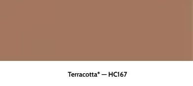 A sample of the color Terracotta (HC-167), shown as a solid, muted reddish-brown block.