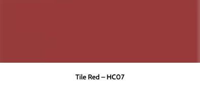 A solid block of tile red color with the text