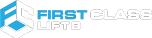 Logo for First Class Lifts: blue 