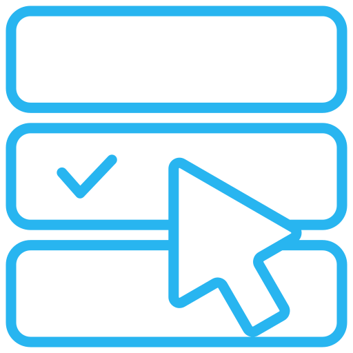 Blue cursor selecting an item from a list, one item checked.