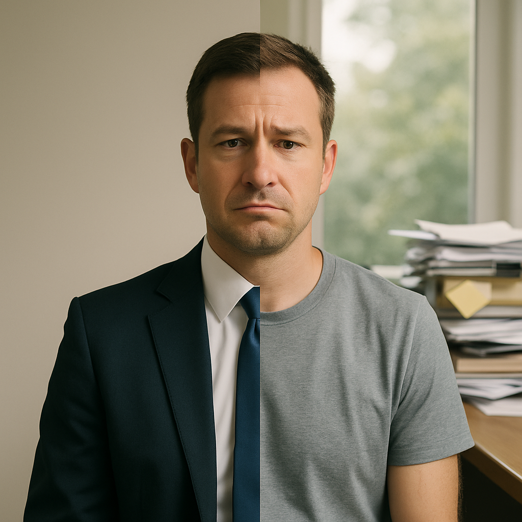 A man in a suit and tie is sitting in front of a window.