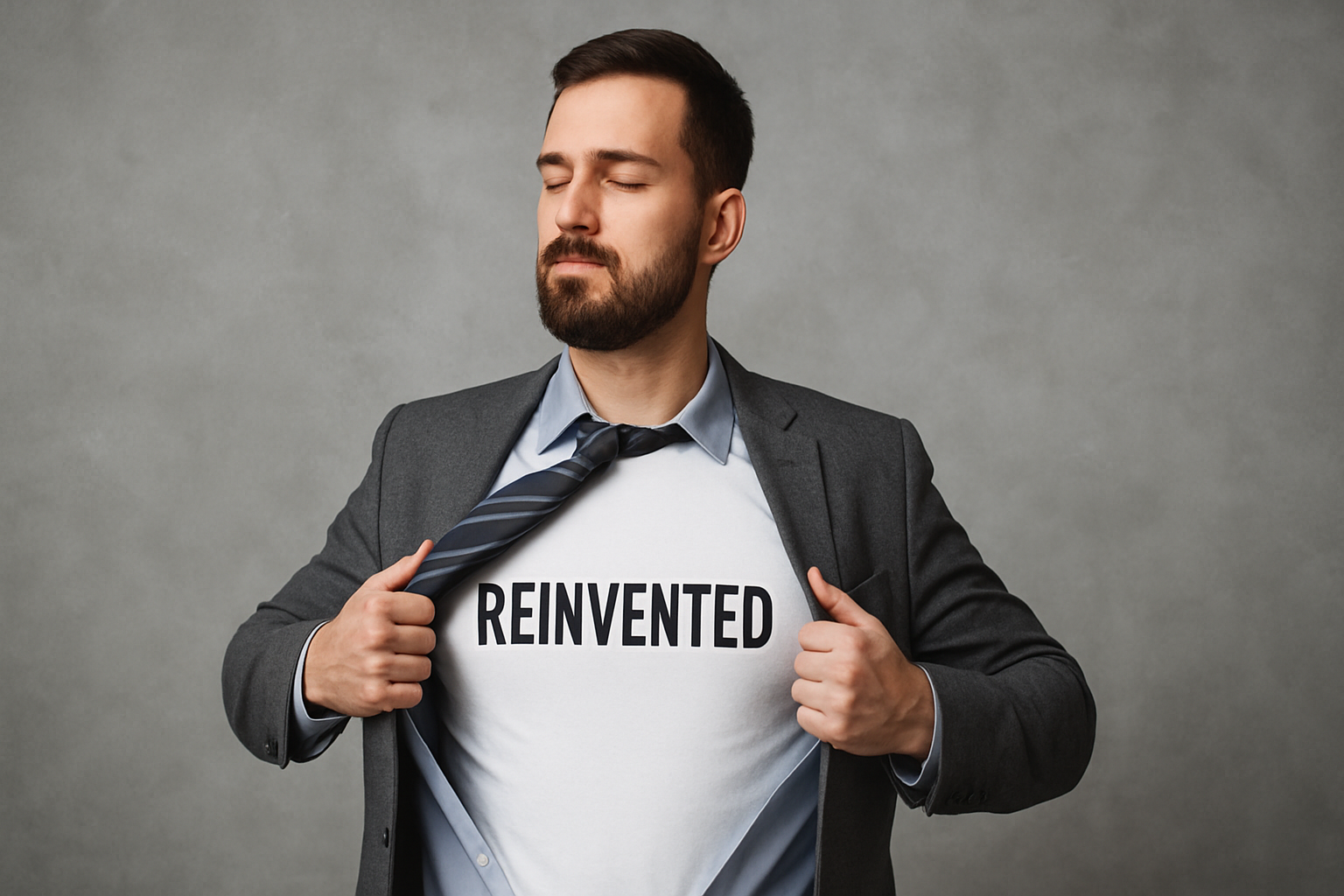 Man wearing reinvented shirt