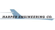 Harper Engineering Co. logo with a stylized light blue airplane tail and a horizontal line; company name below.