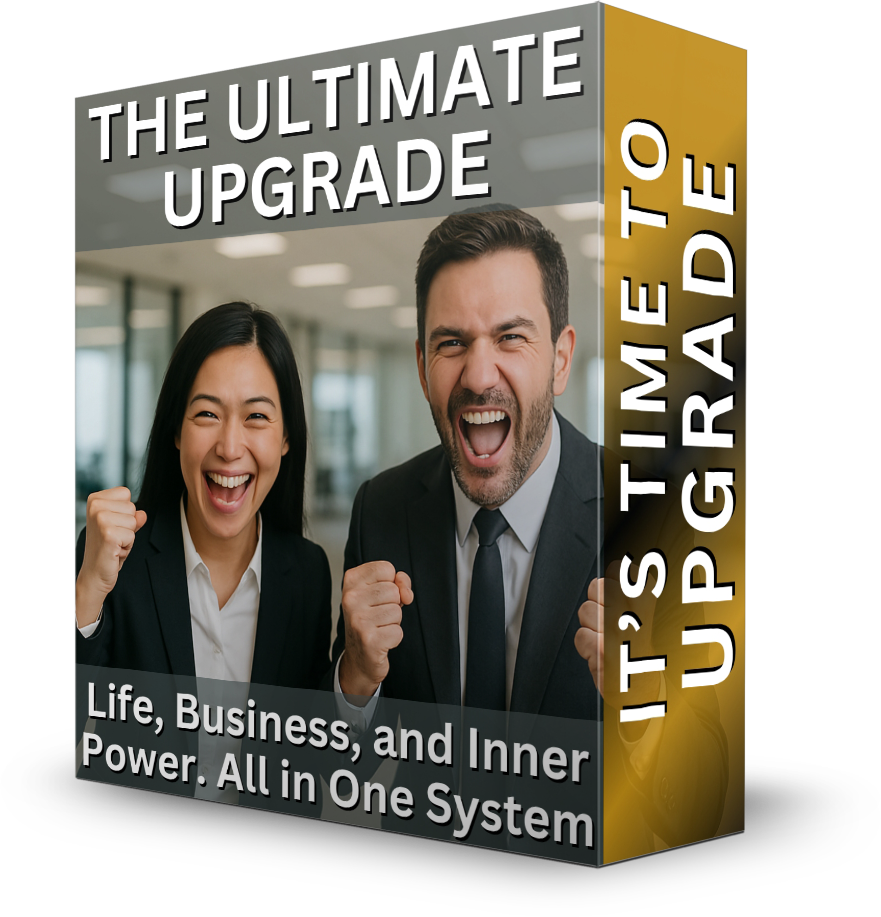 A box that says the ultimate upgrade life , business , and inner power all in one system