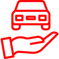 A hand is holding a car in its palm.