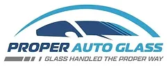 A logo for proper auto glass i glass handled the proper way.