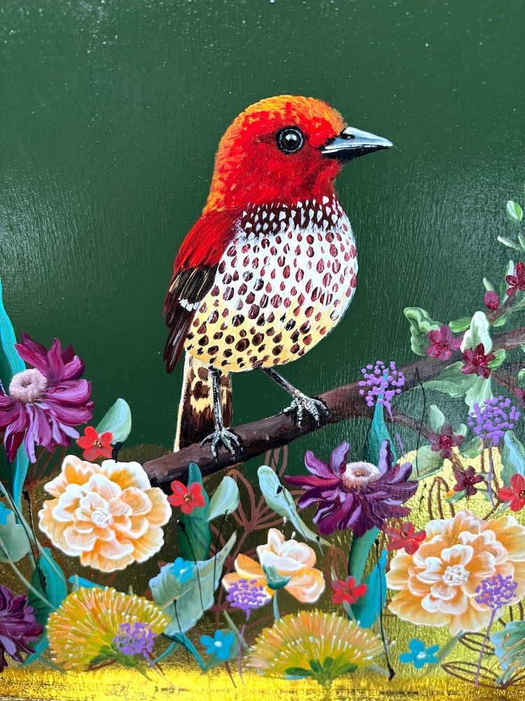 Schilderij Red Dots Bird