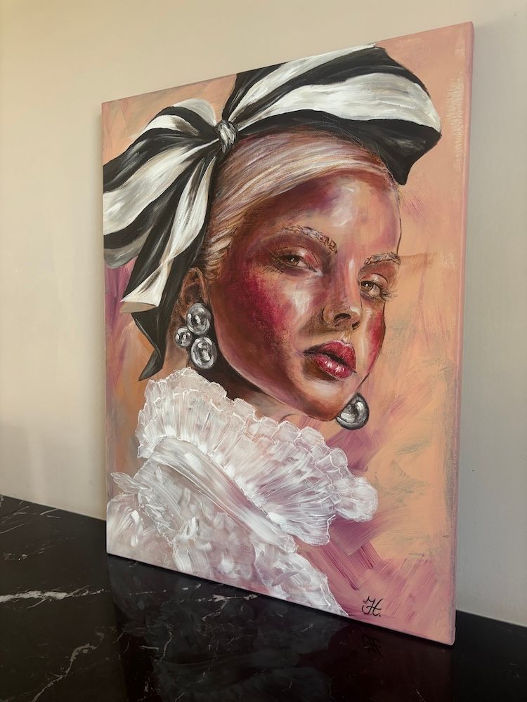 Black Pearl mixed media portrait
