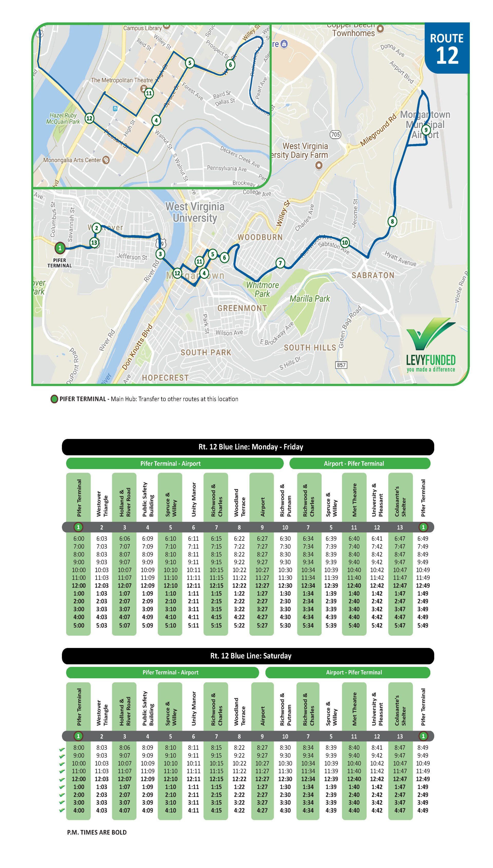 Blue Line Map Photo with Route