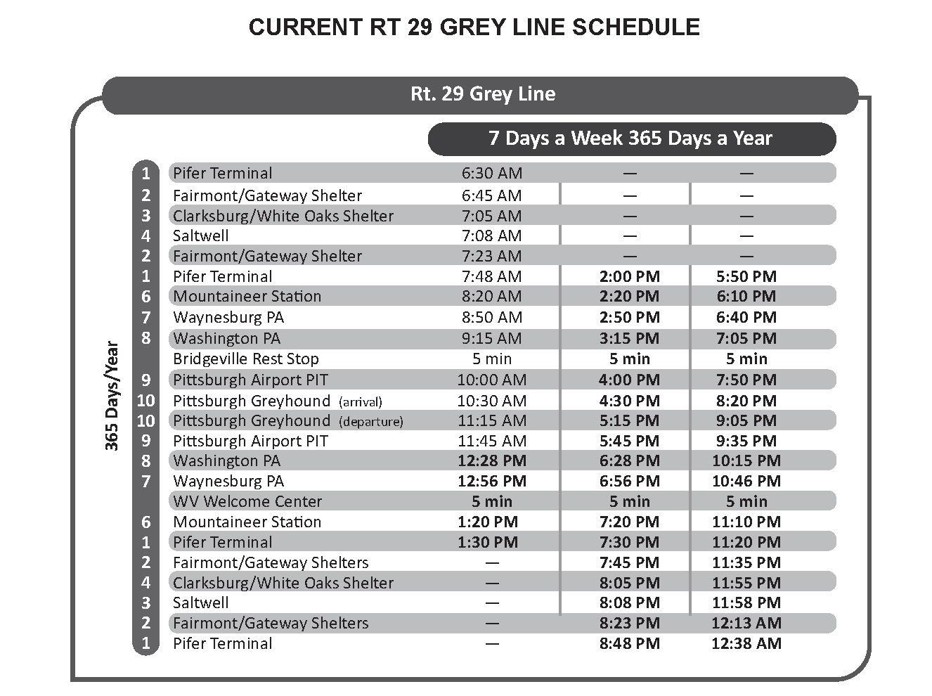 Grey Line Time Table Time Change Image