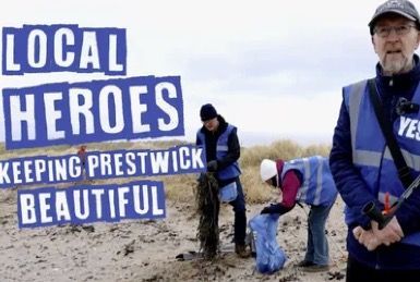 Local Heroes Keeping Prestwick Beautiful Local Heroes - Keeping Prestwick Beautiful visits local independence group Yes Prestwick to discover how they are increasing the visibility of the independence movement locally through community service - in this instance - litter picking.