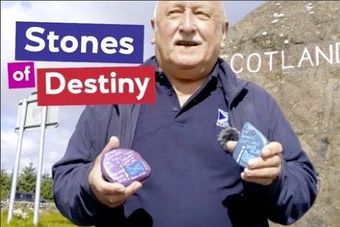Stones of Destiny Stones of Destiny tells the story of a group of stone painters across Scotland who are using art to get the independence message out there. Narrated by Hugh Anderson, we discover that these painted stones end up all over the world taking with them the message that Scotland should be a normal, independent country.