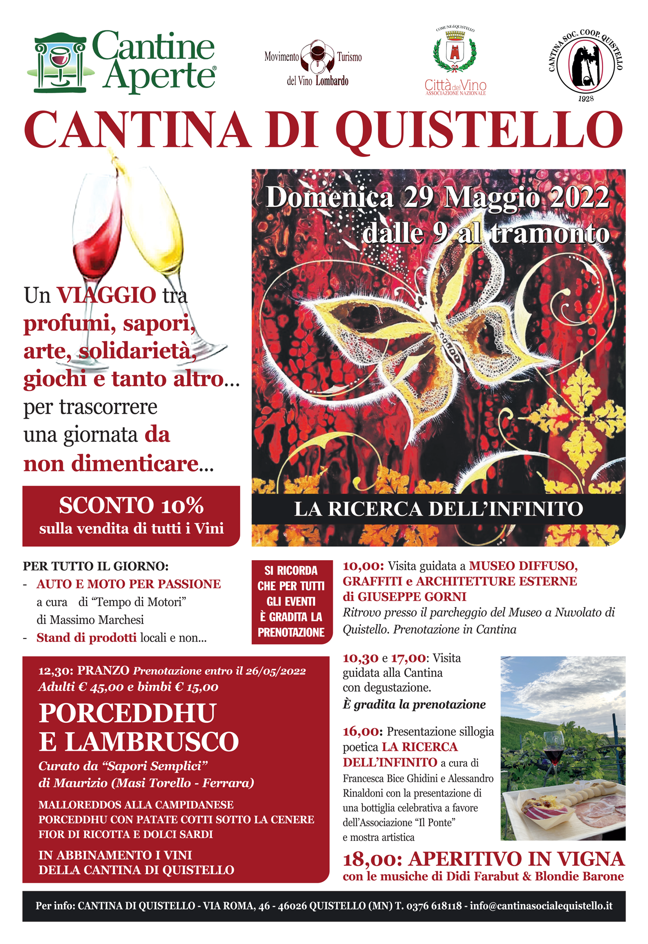A poster for a wine festival called cantina di quistello