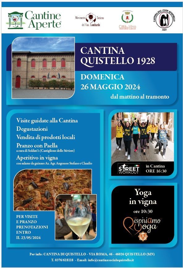Un poster per un evento della cantina quistello del 1928