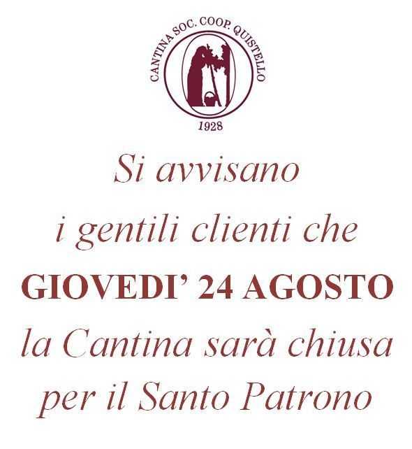A sign that says si avisano i gentili clienti che giovedi 24 agosto