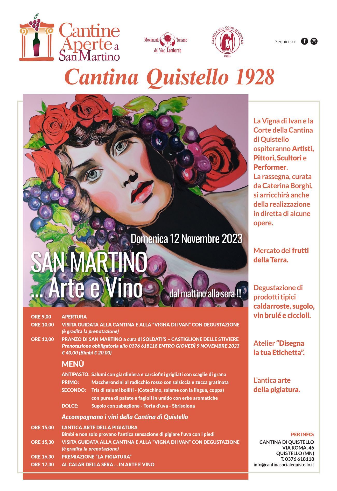 Un poster per una festa del vino chiamata cantina quistello 1928
