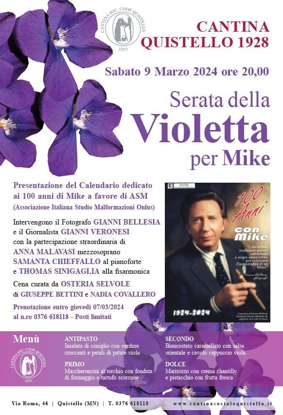 A poster for a serata della violetta per mike