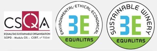 Tre loghi per csqa ambientale etico economico equalitas e azienda vinicola sostenibile