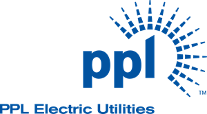 The logo for ppl electric utilities is blue and white