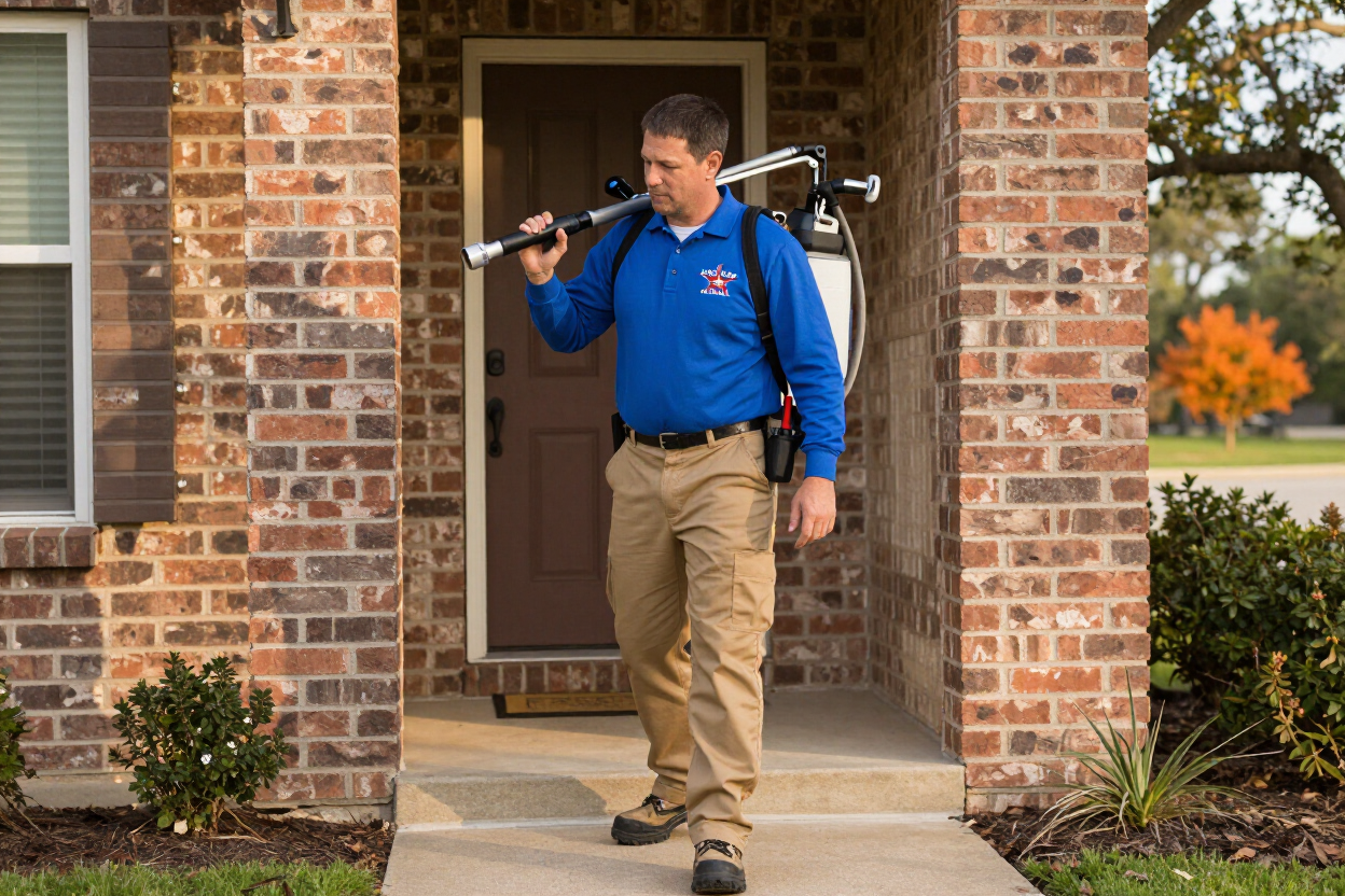 Lone Star Exterior Cleaning technician arriving for exterior cleaning service in Austin, TX.
