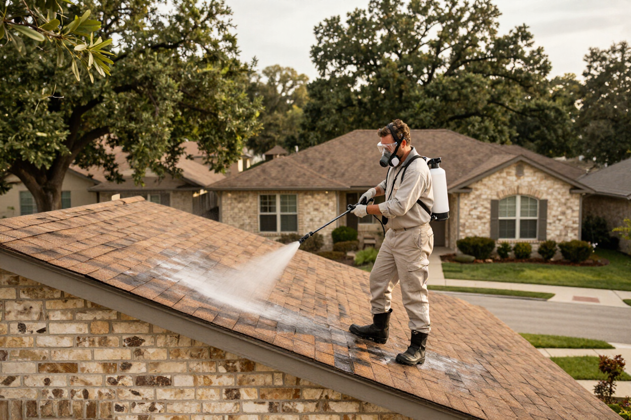 soft washing roof cleaning Austin TX - Lone Star Exterior Cleaning