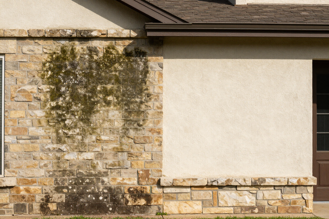 soft washing before and after Austin TX - Lone Star Exterior Cleaning