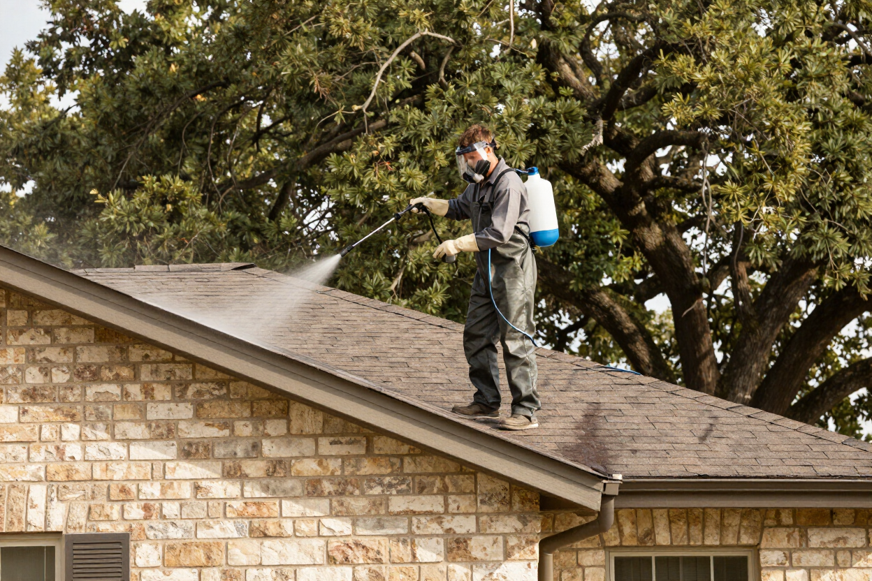 Soft washing roof cleaning Austin TX — Lone Star Exterior Cleaning residential services.